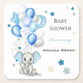 Niedlicher Baby Elephant mit Balloons Boy Baby Dus Rechteckiger Pappuntersetzer (Vorderseite)