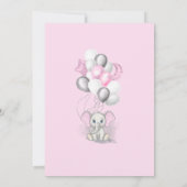 Niedlicher Baby Elephant mit Balloons Girl Baby Sh Einladung (Rückseite)