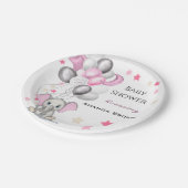 Niedlicher Baby Elephant mit Balloons Girl Baby Sh Pappteller (Schrägansicht)