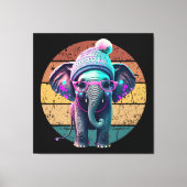 Niedlicher Baby Elephant mit Beanie und rosa Brill Leinwanddruck (Vorderseite)