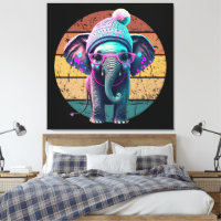 Niedlicher Baby Elephant mit Beanie und rosa Brill