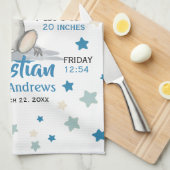 Niedlicher Baby Elephant mit Blue Oars Boy Geburts Geschirrtuch (Viertel Falte)