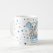 Niedlicher Baby Elephant mit Blue Oars Boy Geburts Kaffeetasse (Vorderseite Links)