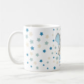 Niedlicher Baby Elephant mit Blue Oars Boy Geburts Kaffeetasse (Links)