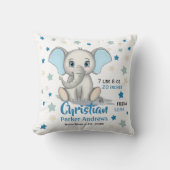 Niedlicher Baby Elephant mit Blue Oars Boy Geburts Kissen (Vorderseite)