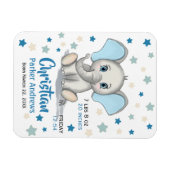 Niedlicher Baby Elephant mit Blue Oars Boy Geburts Magnet (Horizontal)
