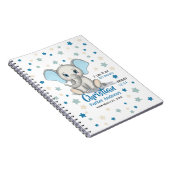 Niedlicher Baby Elephant mit Blue Oars Boy Geburts Notizblock (Rechte Seite)