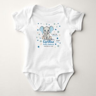 Niedlicher Baby Elephant mit Blue Oars Boy Geburts Strampler