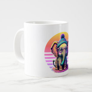 Niedlicher Baby Elephant mit Brille und Beanie Jumbo-Tasse