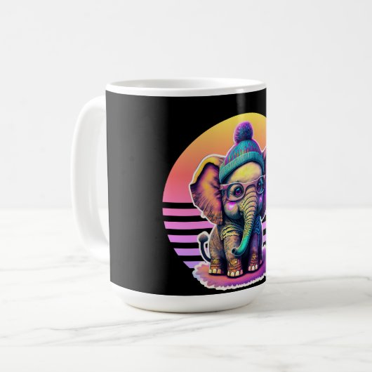 Niedlicher Baby Elephant mit Brille und Beanie Kaffeetasse (Vorderseite Links)