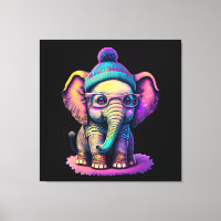 Niedlicher Baby Elephant mit Brille und Beanie