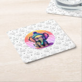 Niedlicher Baby Elephant mit Brille und Beanie Rechteckiger Pappuntersetzer (angewinkelt)