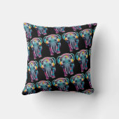 Niedlicher Baby Elephant mit Kopfhörern Kissen (Rückseite)