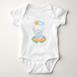 Niedlicher Baby Elephant mit orangefarbenen Blume Baby Strampler