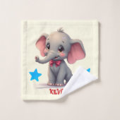 Niedlicher Baby Elephant mit Red Bow Badhandtuch Set (Waschlappen)