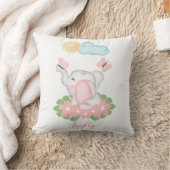 Niedlicher Baby Elephant mit rosa Blume Kissen (Decke)