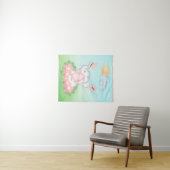 Niedlicher Baby Elephant mit rosa Blume Wandteppich (Beispiel (Horizontal))