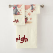 Niedlicher Baby Elephant mit rosa Bow Badhandtuch Set (Insitu)