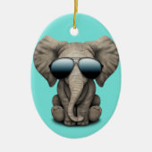 Niedlicher Baby Elephant mit Sonnenbrille Keramik Ornament (Vorne)