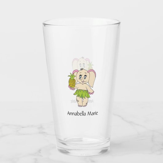 Niedlicher Baby Elephant Moderner rosafarbener Nam Glas (Rückseite)