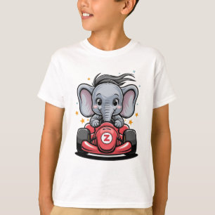 Niedlicher Baby Elephant Race Car Driver T-Shirt
