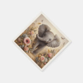 Niedlicher Baby Elephant und Blume Kinder Party Serviette (Ecke)
