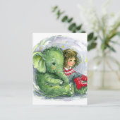 Niedlicher Baby Elephant und ein Mädchen Postkarte (Stehend Vorderseite)
