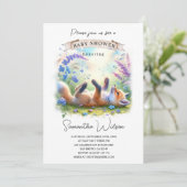 Niedlicher Baby Fox Babydusche Einladung (Stehend Vorderseite)