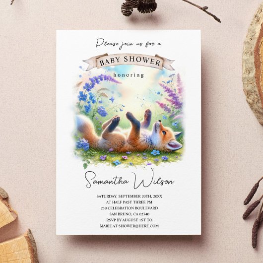 Niedlicher Baby Fox Babydusche Einladung