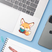 Niedlicher Baby Fox Buch lesen Aufkleber (Laptop mit iPhone)