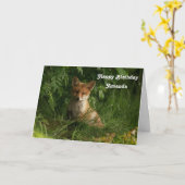 Niedlicher Baby Fox im Grünen Geburtstag Karte (Gelbe Blume)
