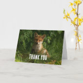 Niedlicher Baby Fox in einem grünen Wald Danke Karte (Gelbe Blume)