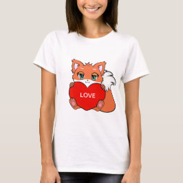 Niedlicher Baby Fox mit Herz T-Shirt