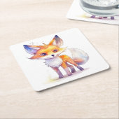Niedlicher Baby Fox Square Paper Untersetzer (angewinkelt)