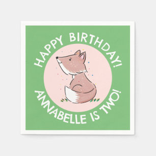 Niedlicher Baby-Fuchs-Cartoon personalisierter Geb Serviette