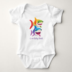 Niedlicher Baby-Hai Regenbogen bunt Geburtstagskin Baby Strampler