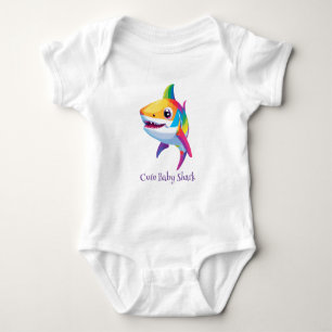 Niedlicher Baby-Hai Regenbogen bunt Geburtstagskin Baby Strampler