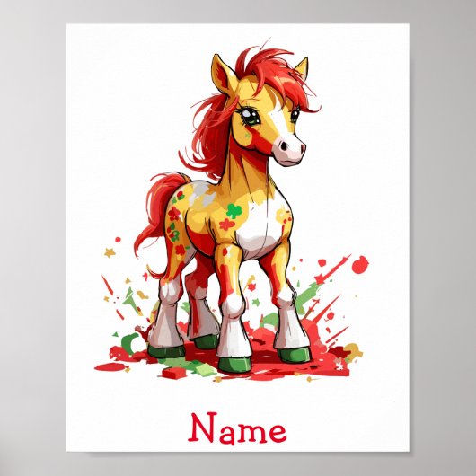 Niedlicher Baby Horse Individuelle Name Poster (Vorne)