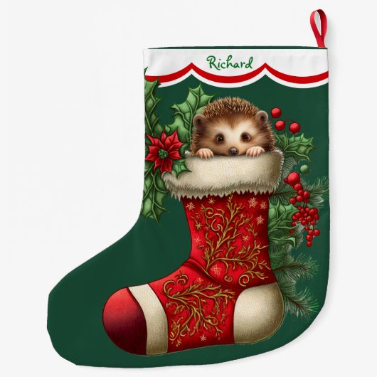 Niedlicher Baby-Igel Peeking Großer Weihnachtsstrumpf (Rückseite)