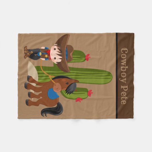 Niedlicher Baby-Junge gibt Cowboytuch Fleecedecke (Vorderseite (Horizontal))