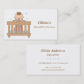 Niedlicher Baby-Junge in Feldbett-Babysitting Visitenkarte (Vorne/Hinten)