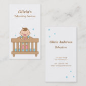 Niedlicher Baby-Junge in Feldbett-Babysitting Visitenkarte (Vorne/Hinten)