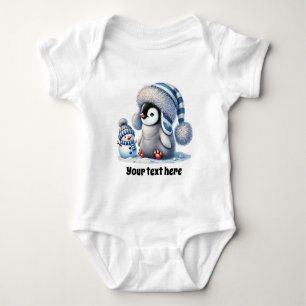 Niedlicher Baby-Junge Winter Saisonpinguin Baby Strampler