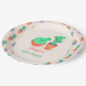 Niedlicher Baby-Kaktus und Mama-Kinderdusche Pappteller (Schrägansicht)