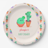 Niedlicher Baby-Kaktus und Mama-Kinderdusche Pappteller (Vorderseite)