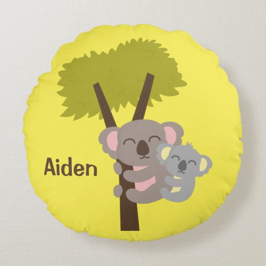 Niedlicher Baby-Koala-Bärn-und Rundes Kissen (Vorderseite)