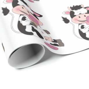 Niedlicher Baby-Kuh-Cartoon mit seiner Geschenkpapier