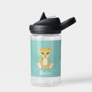 Niedlicher Baby Leopard auf Light Blue Trinkflasche
