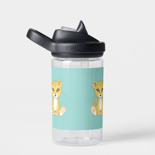 Niedlicher Baby Leopard auf Light Blue Trinkflasche (rechts)