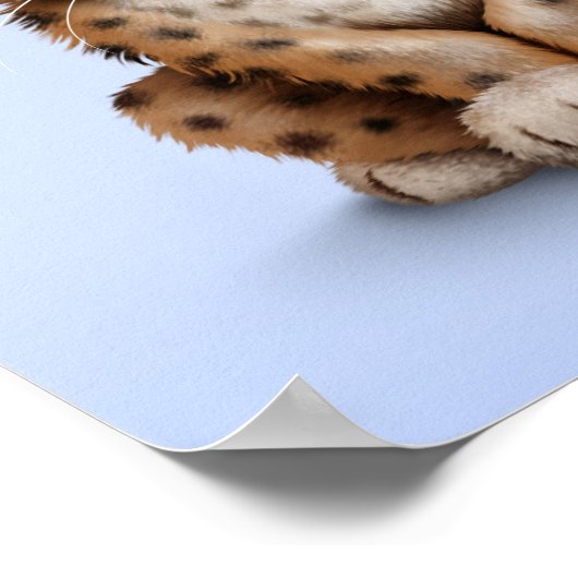 Niedlicher Baby Leopard Cube auf Light Blue Poster (Ecke)